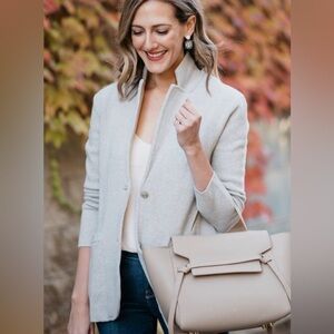 100% Merino J Crew Sweater Blazer XS Light Gray